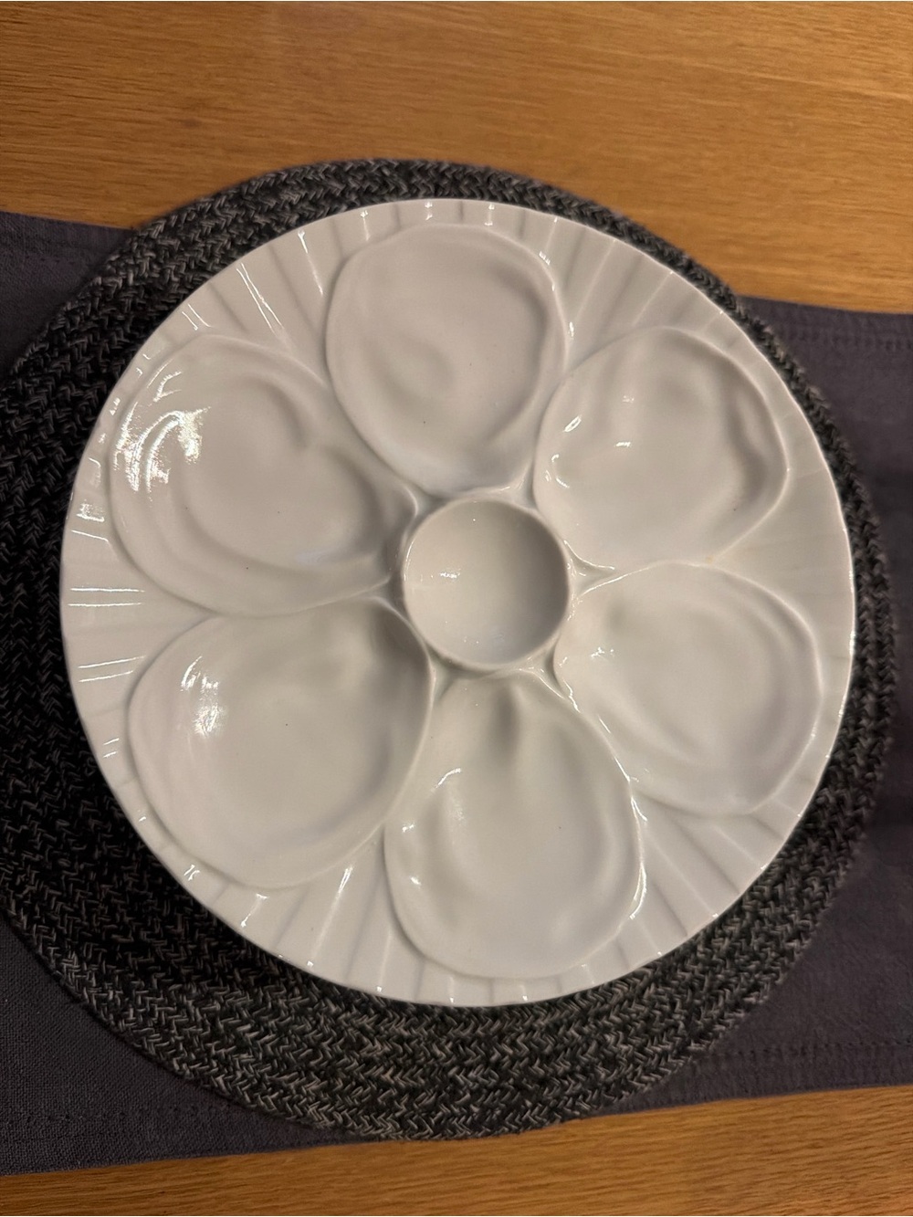 Set of 5 vintage Pillivuyt France white porcelain oyster plates